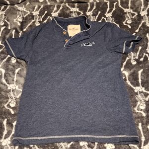 💀Hollister Mens Blue Polo Shirt